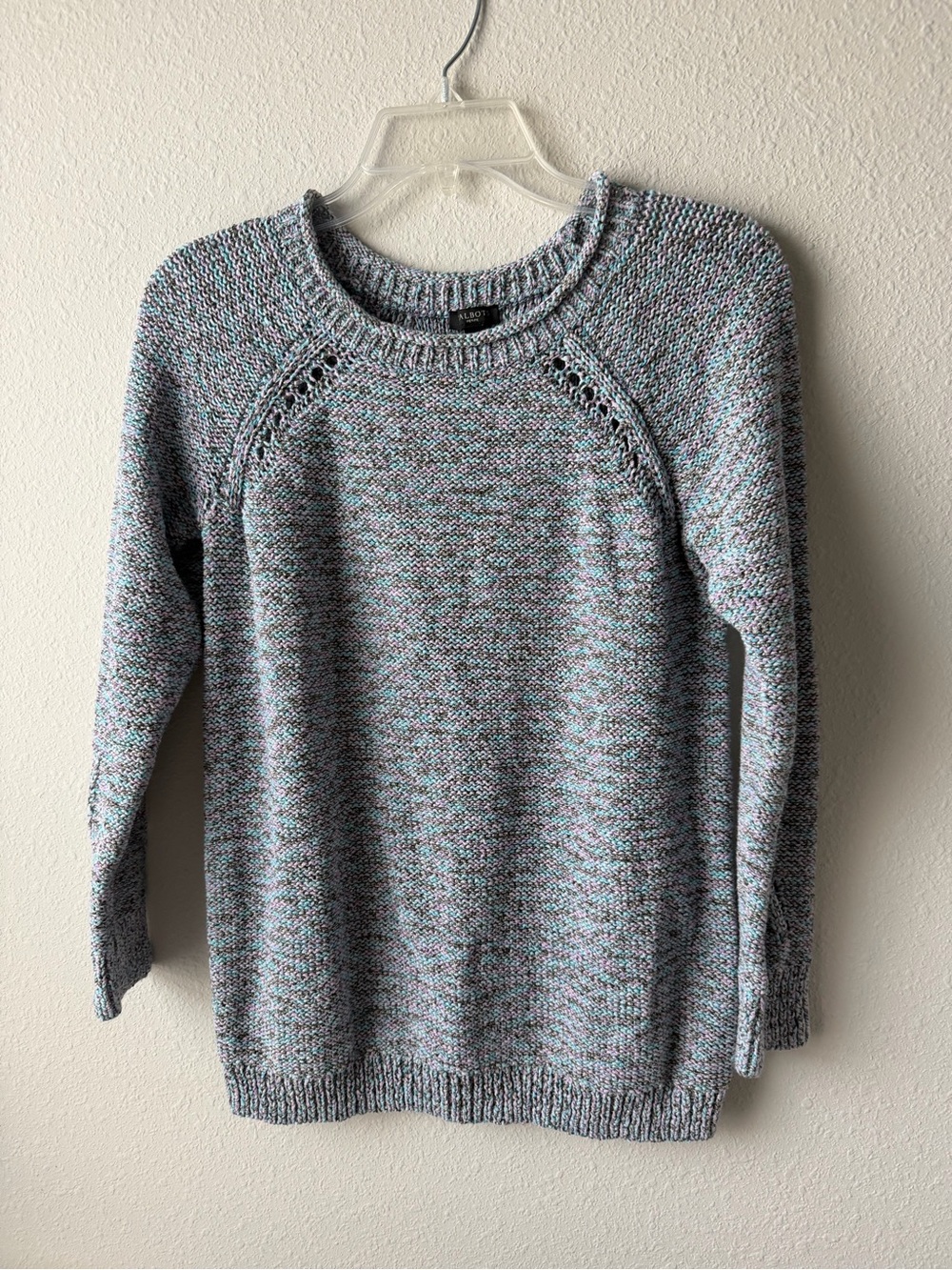 Talbots Multicolor Speckled Crewneck Sweater - Blue, Pink, White - Picture 2 of 8